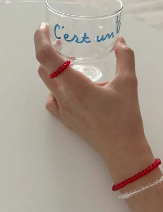 1+1 Production Simple Glass Bead Handmade Ring