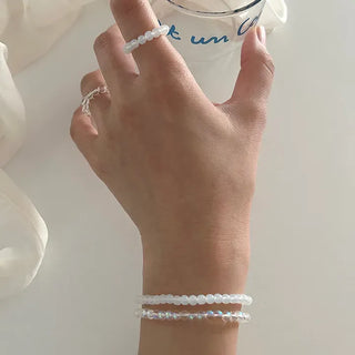 1+1 Production Simple Glass Bead Handmade Ring