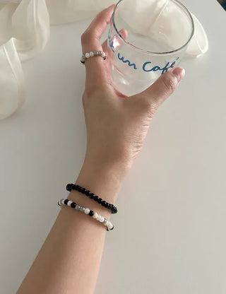 1+1 Production Simple Glass Bead Handmade Ring