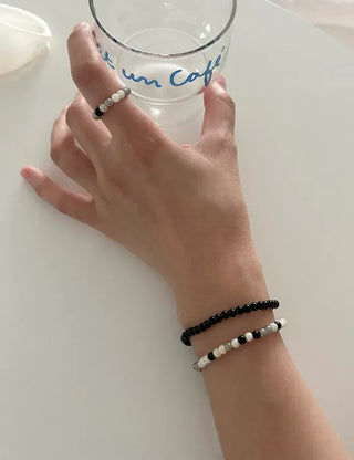 1+1 Production Simple Glass Bead Handmade Ring