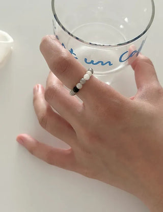 1+1 Production Simple Glass Bead Handmade Ring