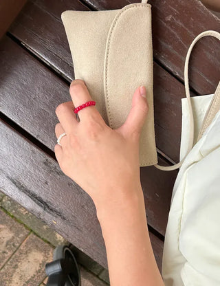 1+1 Production Simple Glass Bead Handmade Ring