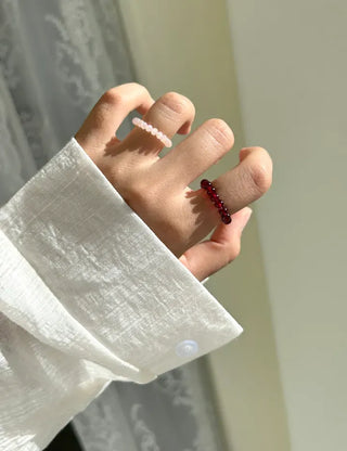 1+1 Production Simple Glass Bead Handmade Ring