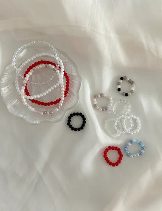 1+1 Production Simple Glass Bead Handmade Ring