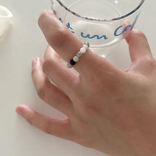1+1 Production Simple Glass Bead Handmade Ring