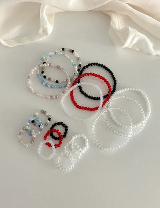 1+1 Production Simple Glass Bead Handmade Ring