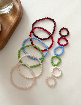 1+1 Production Simple Glass Bead Handmade Ring