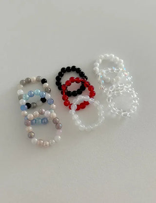 1+1 Production Simple Glass Bead Handmade Ring