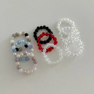 1+1 Production Simple Glass Bead Handmade Ring