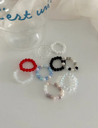1+1 Production Simple Glass Bead Handmade Ring