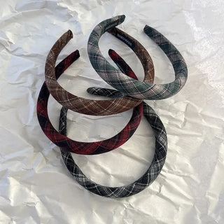 Plaid Autumn Narrow Knit Headband