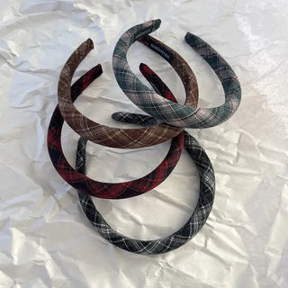 Plaid Autumn Narrow Knit Headband