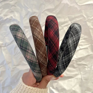 Plaid Autumn Narrow Knit Headband