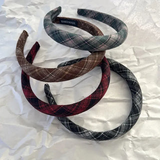 Plaid Autumn Narrow Knit Headband