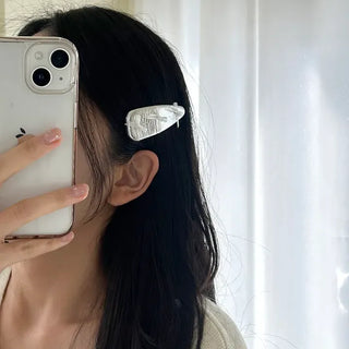 Triangular Enamel Mini Ribbon Snap Side Hair Clip
