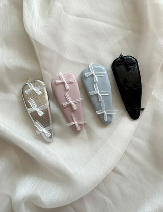 Triangular Enamel Mini Ribbon Snap Side Hair Clip