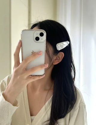 Triangular Enamel Mini Ribbon Snap Side Hair Clip