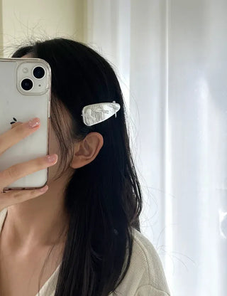 Triangular Enamel Mini Ribbon Snap Side Hair Clip