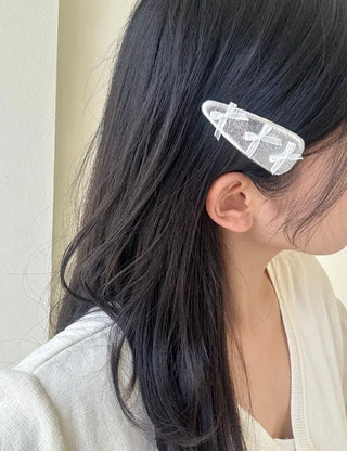 Triangular Enamel Mini Ribbon Snap Side Hair Clip
