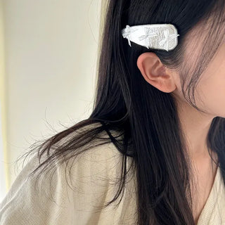Triangular Enamel Mini Ribbon Snap Side Hair Clip