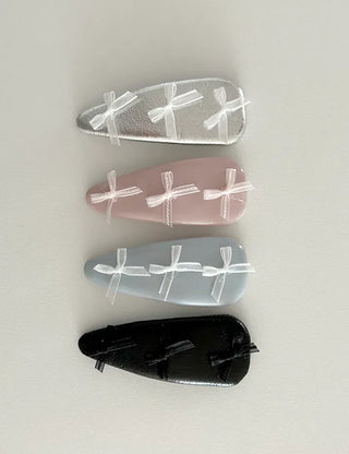 Triangular Enamel Mini Ribbon Snap Side Hair Clip