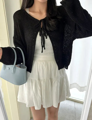 Ribbon Loose Fit Hazzi Summer Knit Women's Cardigan