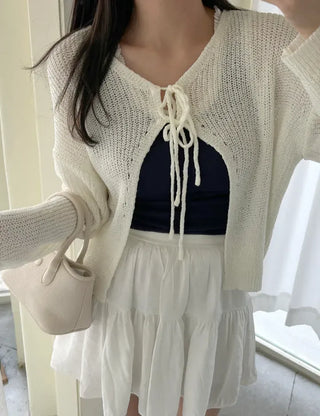 Ribbon Loose Fit Hazzi Summer Knit Women's Cardigan