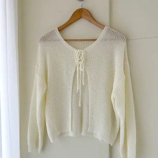 Ribbon Loose Fit Hazzi Summer Knit Women's Cardigan