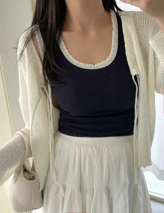 Ribbon Loose Fit Hazzi Summer Knit Women's Cardigan