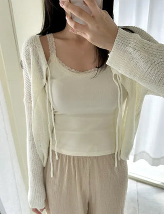 Ribbon Loose Fit Hazzi Summer Knit Women's Cardigan