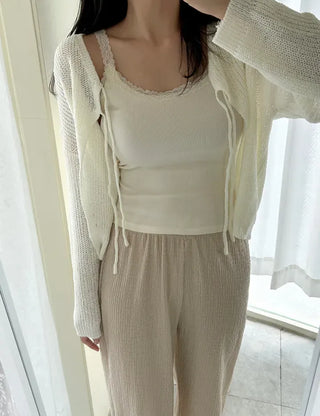 Ribbon Loose Fit Hazzi Summer Knit Women's Cardigan