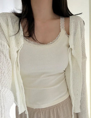 Ribbon Loose Fit Hazzi Summer Knit Women's Cardigan