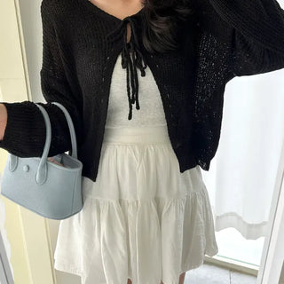 Ribbon Loose Fit Hazzi Summer Knit Women's Cardigan