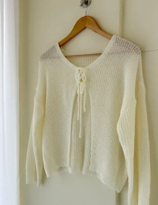 Ribbon Loose Fit Hazzi Summer Knit Women's Cardigan