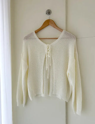 Ribbon Loose Fit Hazzi Summer Knit Women's Cardigan