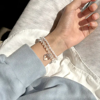 Handmade Clear Transparent Heart Bead Bracelet
