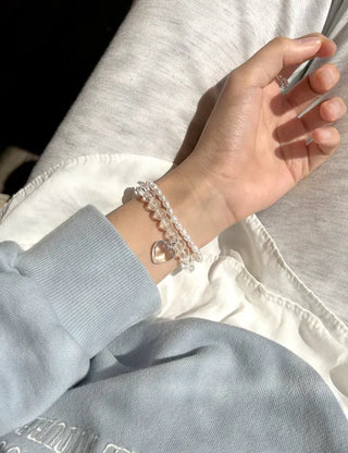 Handmade Clear Transparent Heart Bead Bracelet