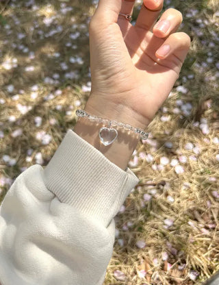 Handmade Clear Transparent Heart Bead Bracelet