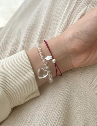 Handmade Clear Transparent Heart Bead Bracelet