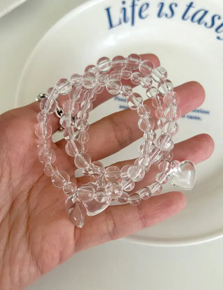 Handmade Clear Transparent Heart Bead Bracelet