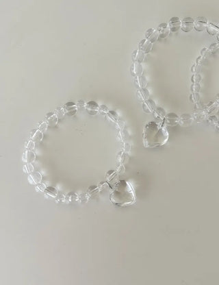 Handmade Clear Transparent Heart Bead Bracelet