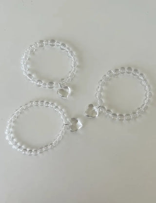 Handmade Clear Transparent Heart Bead Bracelet