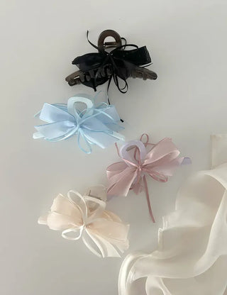 Chiffon double large ribbon hair clip large updo hair clip