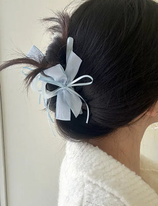 Chiffon double large ribbon hair clip large updo hair clip