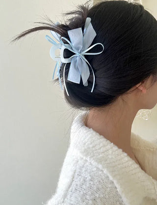 Chiffon double large ribbon hair clip large updo hair clip