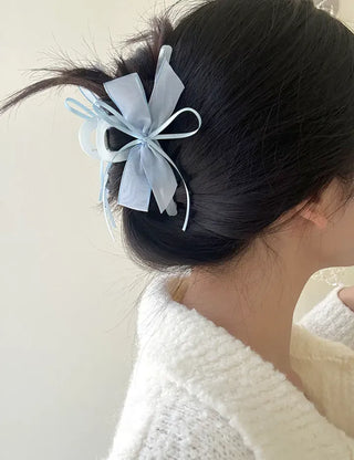 Chiffon double large ribbon hair clip large updo hair clip