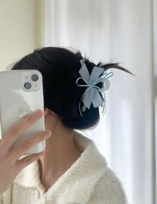 Chiffon double large ribbon hair clip large updo hair clip