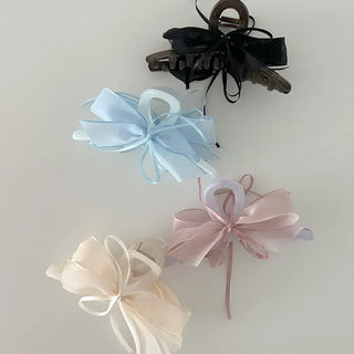 Chiffon double large ribbon hair clip large updo hair clip