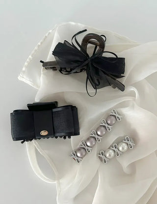Chiffon double large ribbon hair clip large updo hair clip