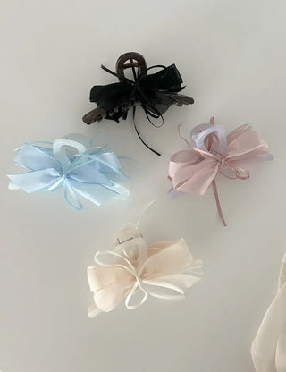 Chiffon double large ribbon hair clip large updo hair clip
